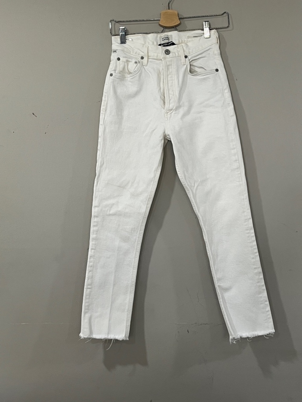 Citizens Of Humanity White Charlotte Crop High Rise Straight Jeans